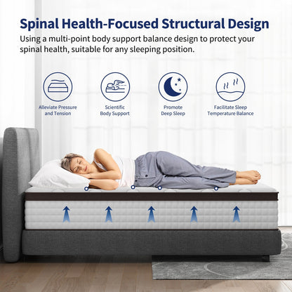 14 Zoll Matratze, Memory Foam und Taschenfederkern-Hybridmatratze, Matratze mittlerer Festigkeit, Queen- und King-Size optional