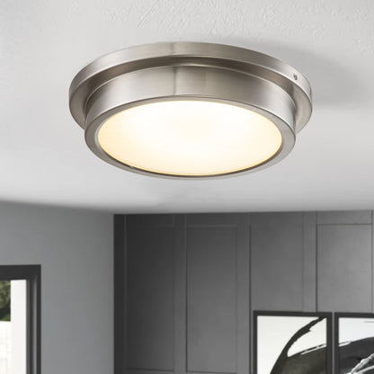 14 Zoll, gebürstetes Nickel, 30 W, 3000 K, LED-Deckenleuchte mit gestreiftem Glasschirm – gebürstetes Nickel