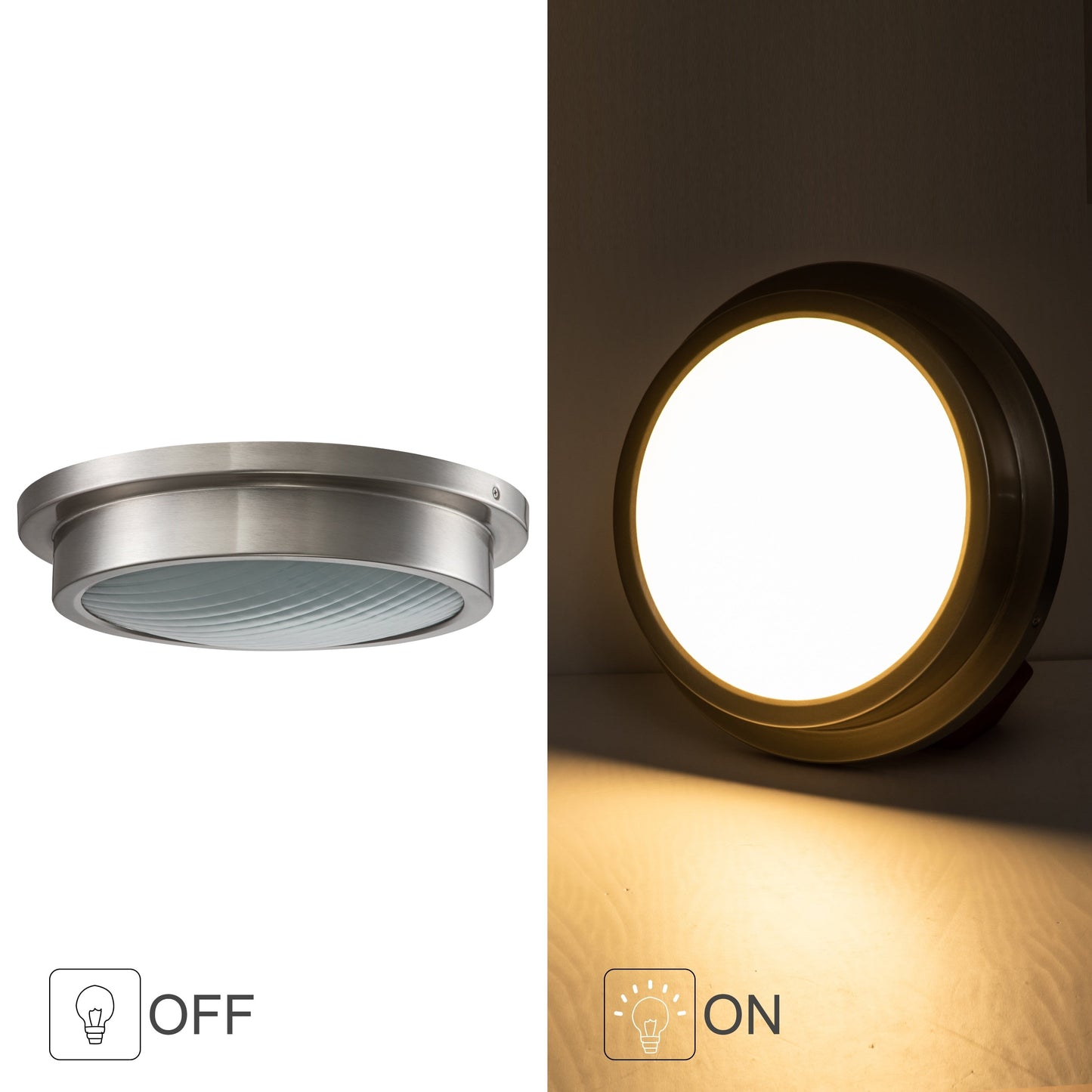 14 Zoll, gebürstetes Nickel, 30 W, 3000 K, LED-Deckenleuchte mit gestreiftem Glasschirm – gebürstetes Nickel