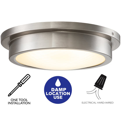 14 Zoll, gebürstetes Nickel, 30 W, 3000 K, LED-Deckenleuchte mit gestreiftem Glasschirm – gebürstetes Nickel