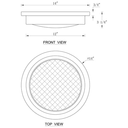 14 Zoll, gebürstetes Nickel, 30 W, 3000 K, LED-Deckenleuchte mit gestreiftem Glasschirm – gebürstetes Nickel