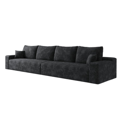 140Foam 5-Seater Sofa - Plush Corduroy Cloud Couch with Recliner and High-Resilience Foam
