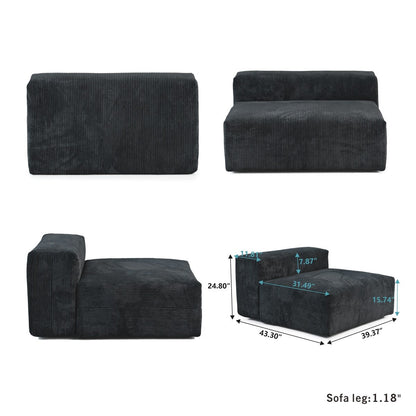 141.73 Corduroy Modular Sectional Sofa with Thick Cushion, Convertible Couch Deep Seat Couches for Living Room Sofa Sets