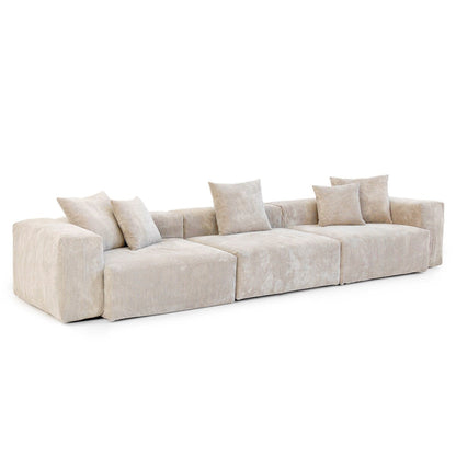 141.73 Corduroy Modular Sectional Sofa with Thick Cushion, Convertible Couch Deep Seat Couches for Living Room Sofa Sets