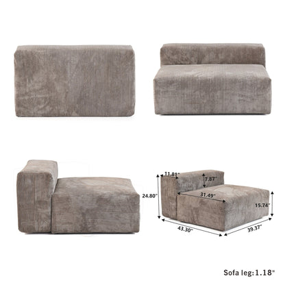 142 Contemporary Corduroy Sectional Sofa Classic Deep Couch