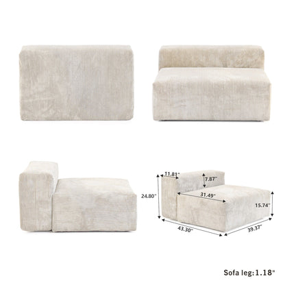 142 Contemporary Corduroy Sectional Sofa Classic Deep Couch