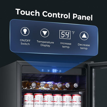 Getränkekühlschrank für 145 Dosen, 4,4 Kubikfuß Minikühlschrank mit Glastür für Limonade, Bier, Wein – transparente Front für Zuhause, Büro oder Bar