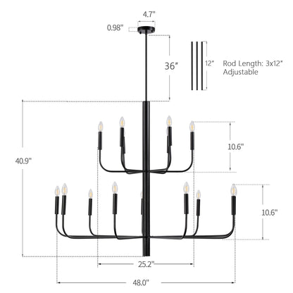 Minimalistischer Kerzenleuchter mit 15 Lichtern, 2-stufiges antikes Design – 48