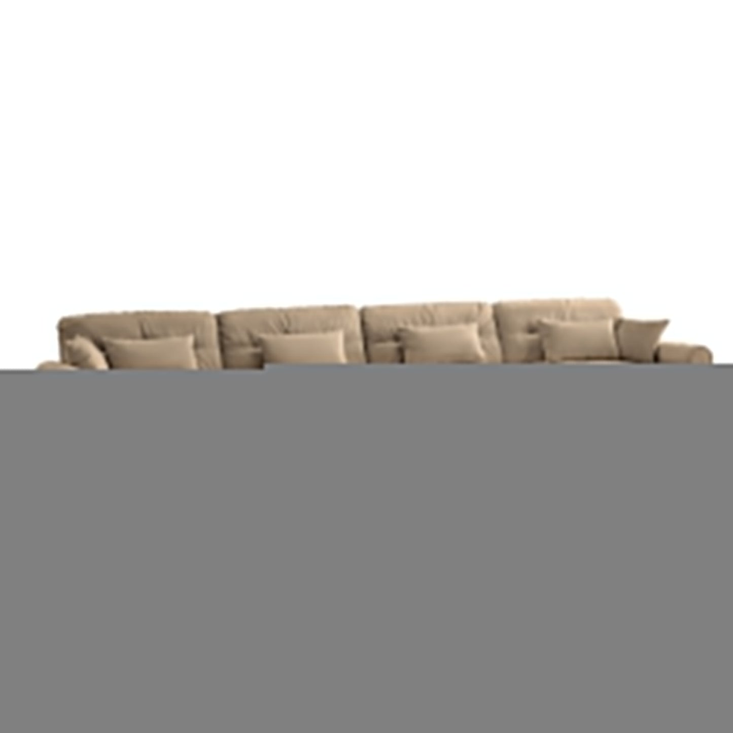 166Velvet 4-Seater Sofa with Bolster Armrests, High-Resilience Sponge Cushions
