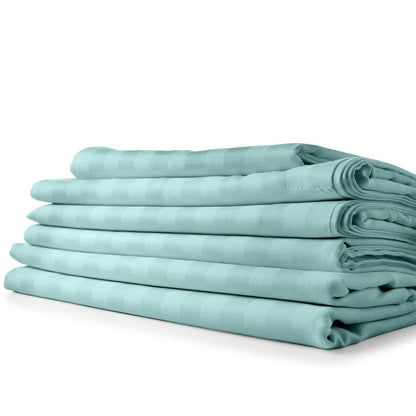 1800 Count Bamboo Feel Dobby Stripe Bettlaken-Set, tiefe Taschen, 4-teiliges Set