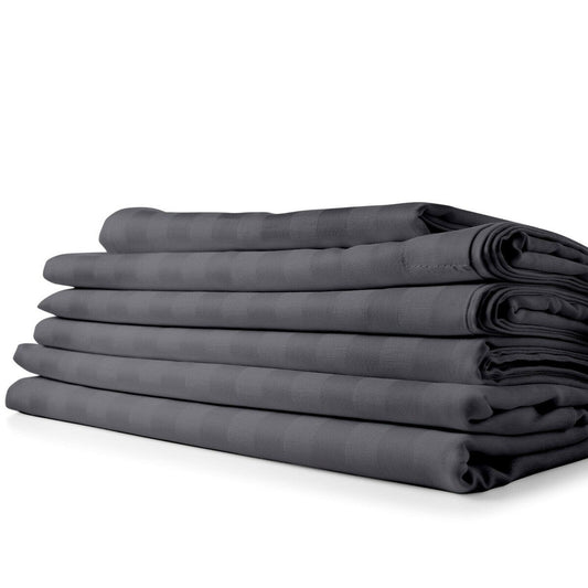 1800 Count Bamboo Feel Dobby Stripe Bettlaken-Set, tiefe Taschen, 4-teiliges Set