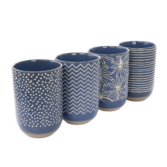 19 Unzen Steingutbecher mit verschiedenen Designs