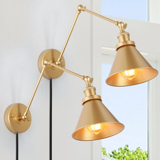 2er Set Moderne Schwenkarmleuchten Einstellbare Plug-in Festverdrahtete Wandleuchten