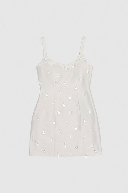 Luvia Minikleid mit Perlenbesatz - Elfenbein