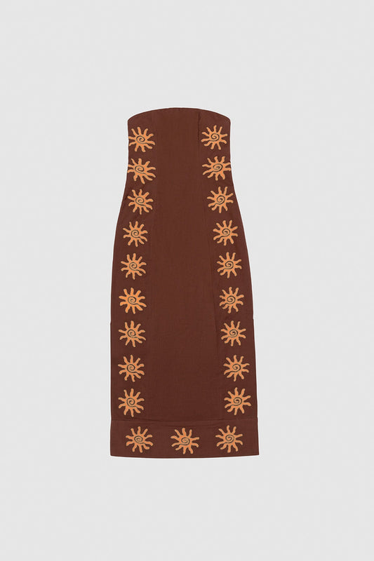 Sueno Trägerloses Maxikleid - Kakao