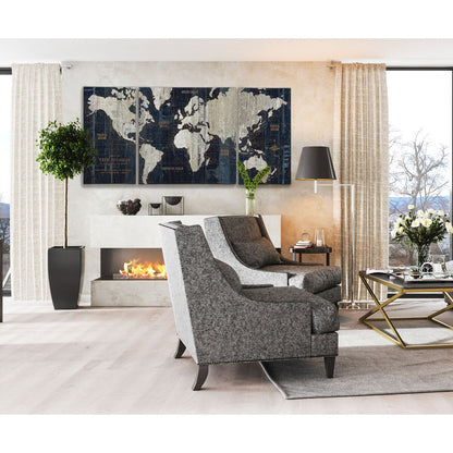 3-teiliges Leinwandbild-Set „Old World Map Blue“