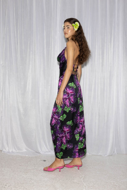 Lenee Cowl Maxikleid - Noir Orchid