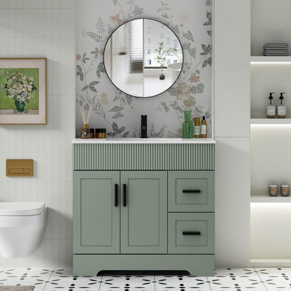 Wavy Line 30/36/48 Badezimmer-Waschtisch-Set mit Waschbecken und Wasserhahn