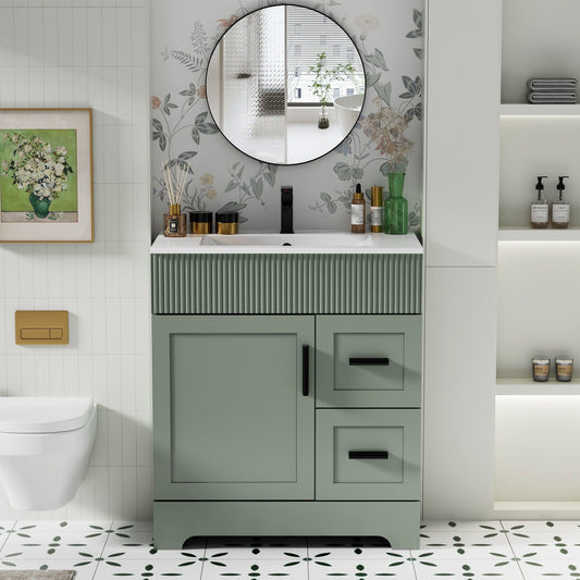 Wavy Line 30/36/48 Badezimmer-Waschtisch-Set mit Waschbecken und Wasserhahn