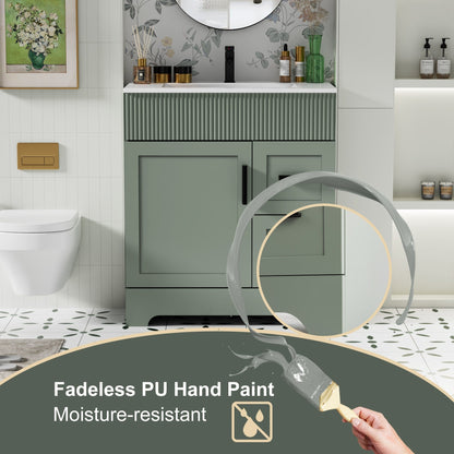 Wavy Line 30/36/48 Badezimmer-Waschtisch-Set mit Waschbecken und Wasserhahn
