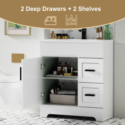 Wavy Line 30/36/48 Badezimmer-Waschtisch-Set mit Waschbecken und Wasserhahn