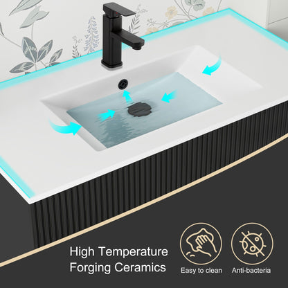 Wavy Line 30/36/48 Badezimmer-Waschtisch-Set mit Waschbecken und Wasserhahn