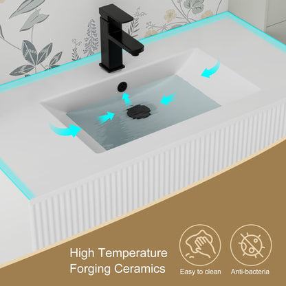 Wavy Line 30/36/48 Badezimmer-Waschtisch-Set mit Waschbecken und Wasserhahn