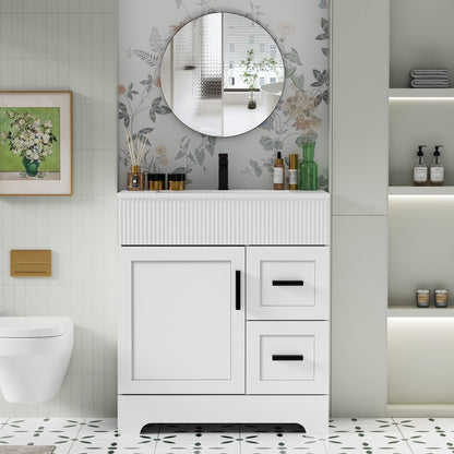 Wavy Line 30/36/48 Badezimmer-Waschtisch-Set mit Waschbecken und Wasserhahn