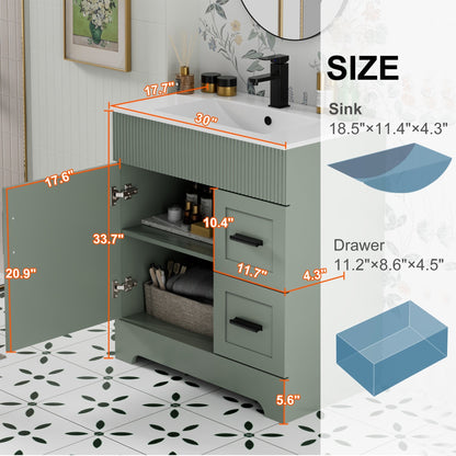 Wavy Line 30/36/48 Badezimmer-Waschtisch-Set mit Waschbecken und Wasserhahn
