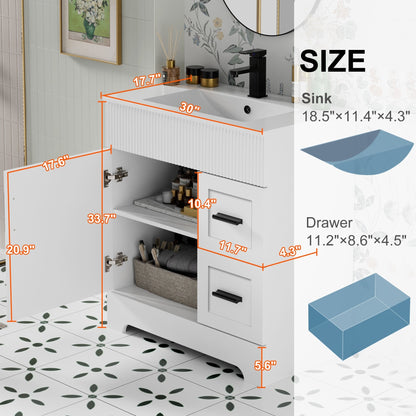 Wavy Line 30/36/48 Badezimmer-Waschtisch-Set mit Waschbecken und Wasserhahn