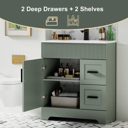 Wavy Line 30/36/48 Badezimmer-Waschtisch-Set mit Waschbecken und Wasserhahn