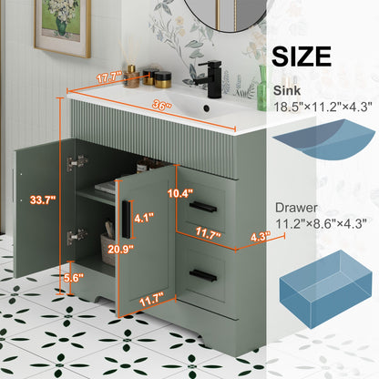 Wavy Line 30/36/48 Badezimmer-Waschtisch-Set mit Waschbecken und Wasserhahn