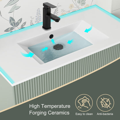 Wavy Line 30/36/48 Badezimmer-Waschtisch-Set mit Waschbecken und Wasserhahn