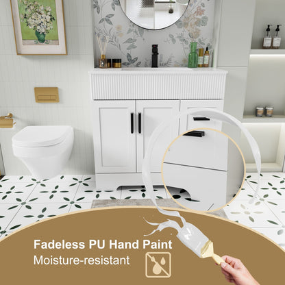 Wavy Line 30/36/48 Badezimmer-Waschtisch-Set mit Waschbecken und Wasserhahn
