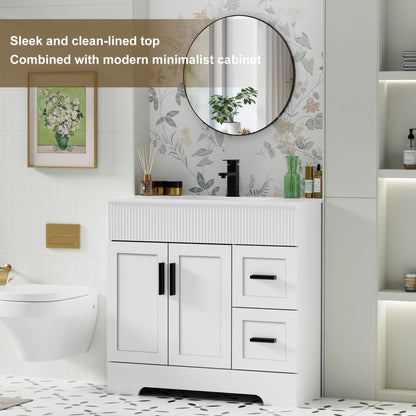 Wavy Line 30/36/48 Badezimmer-Waschtisch-Set mit Waschbecken und Wasserhahn