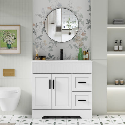 Wavy Line 30/36/48 Badezimmer-Waschtisch-Set mit Waschbecken und Wasserhahn