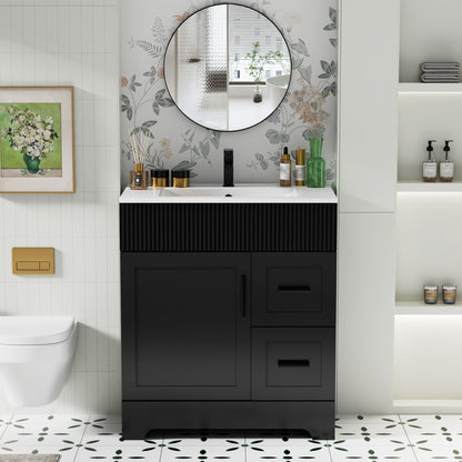 Wavy Line 30/36/48 Badezimmer-Waschtisch-Set mit Waschbecken und Wasserhahn