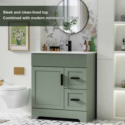 Wavy Line 30/36/48 Badezimmer-Waschtisch-Set mit Waschbecken und Wasserhahn