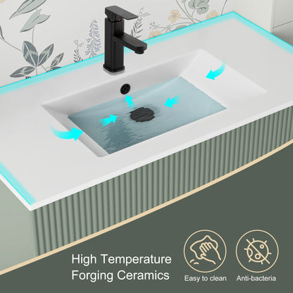 Wavy Line 30/36/48 Badezimmer-Waschtisch-Set mit Waschbecken und Wasserhahn