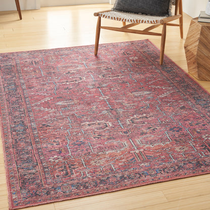 New Concept Washables Vintage Persian Floral Machine Washable Area Rug