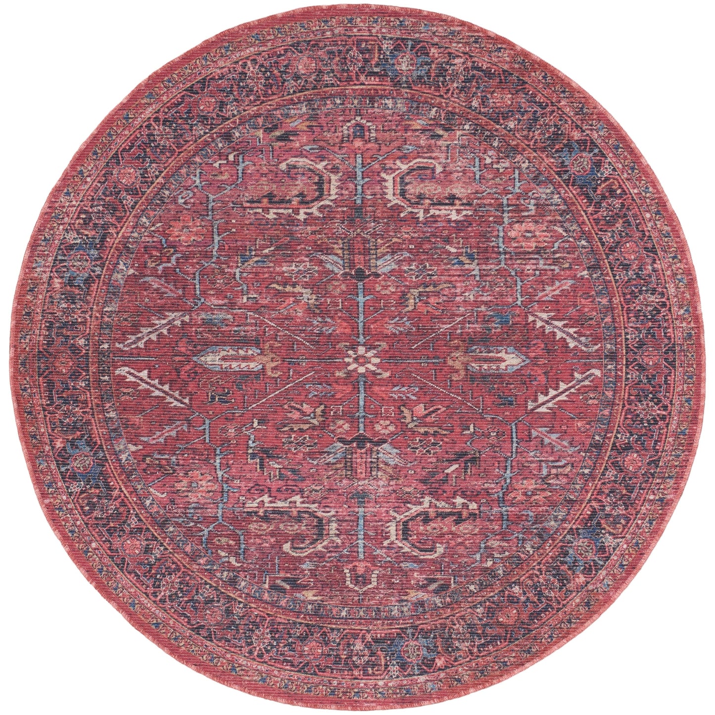 New Concept Washables Vintage Persian Floral Machine Washable Area Rug