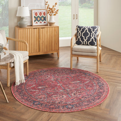 New Concept Washables Vintage Persian Floral Machine Washable Area Rug