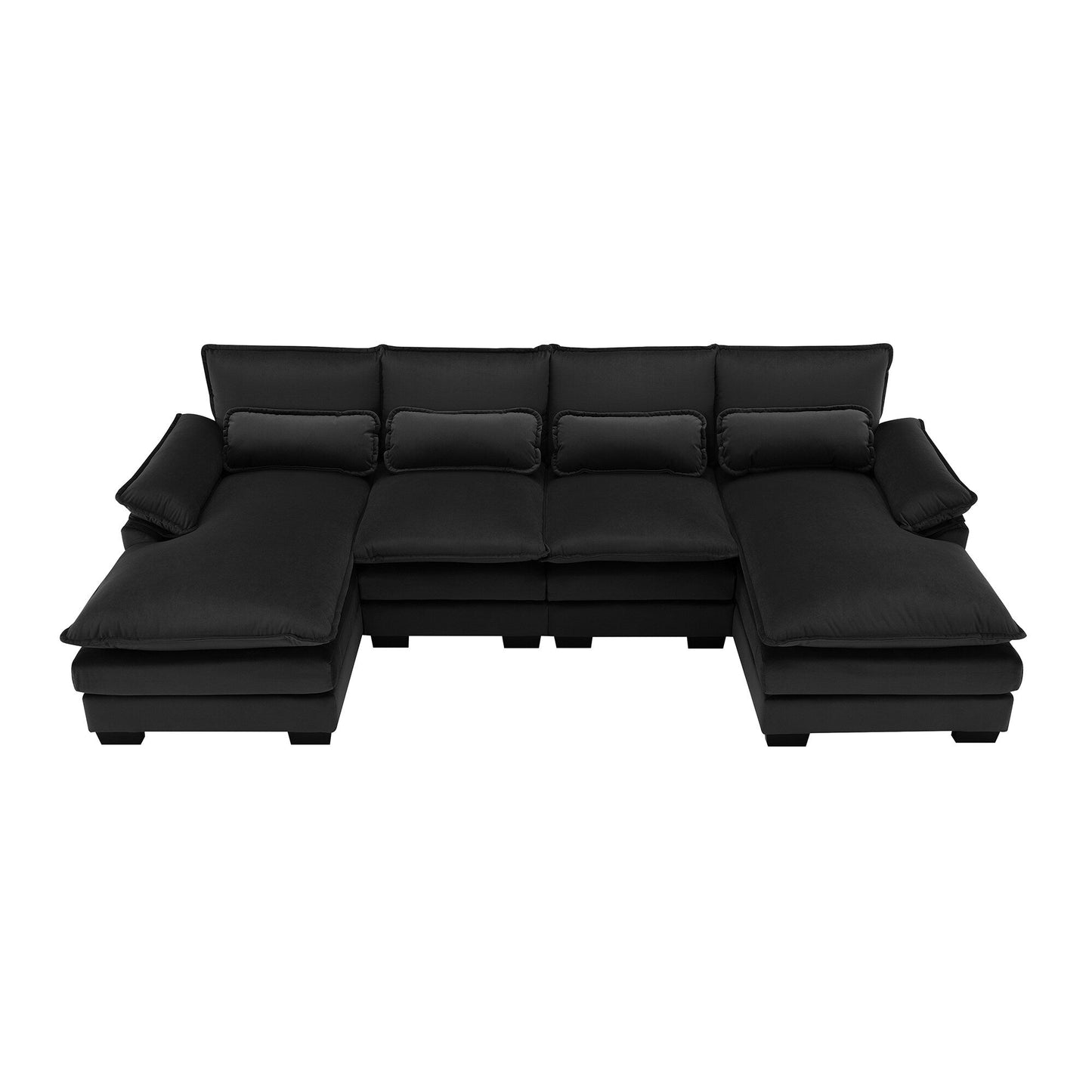 [VIDEO provided][New]109.8*55.9 Modern U-shaped Sectional Sofa with Waist Pillows,6-seat Upholstered Symmetrical Sofa Furniture