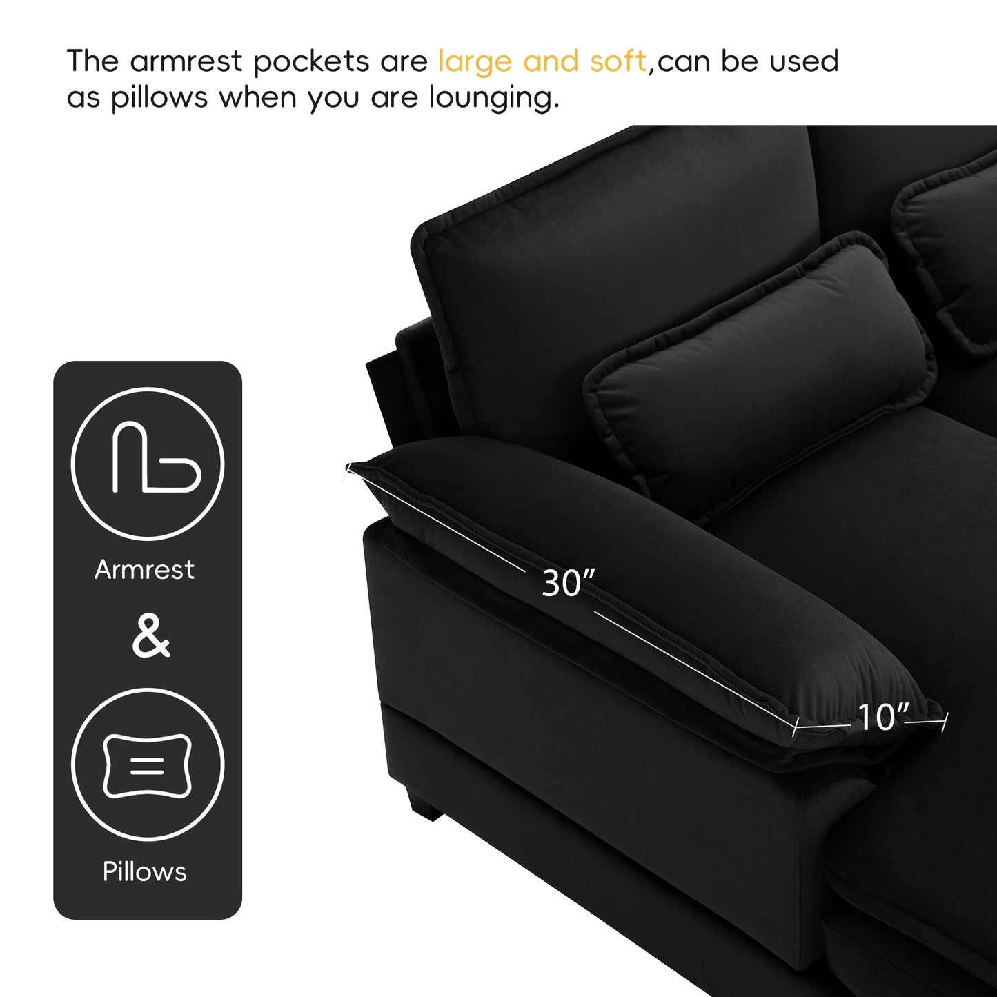 [VIDEO provided][New]109.8*55.9 Modern U-shaped Sectional Sofa with Waist Pillows,6-seat Upholstered Symmetrical Sofa Furniture