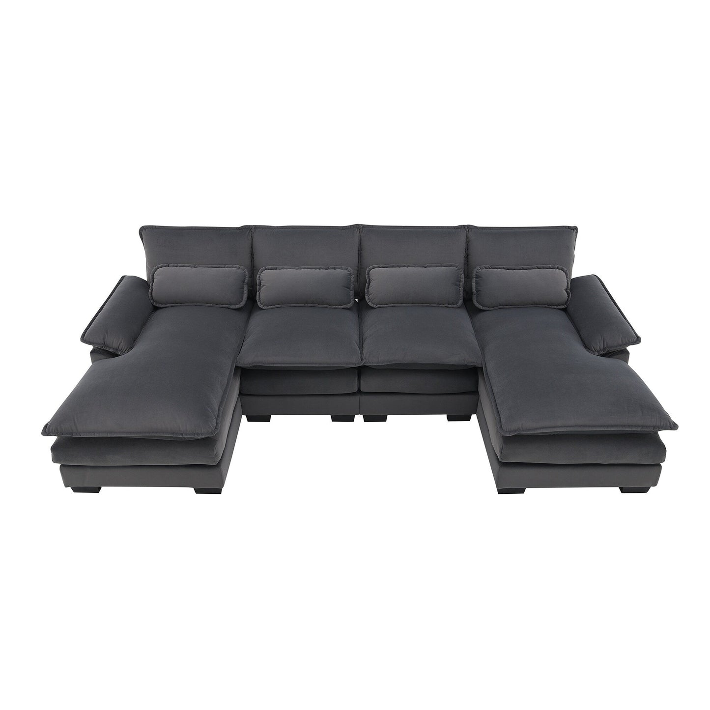 [VIDEO provided][New]109.8*55.9 Modern U-shaped Sectional Sofa with Waist Pillows,6-seat Upholstered Symmetrical Sofa Furniture