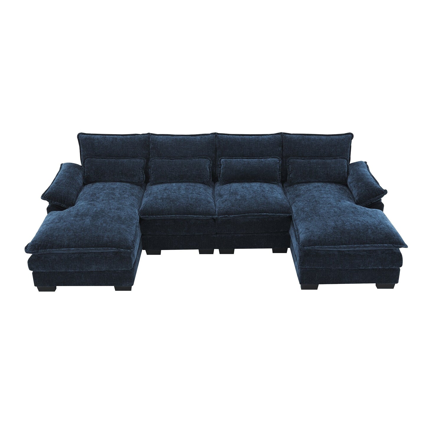 [VIDEO provided][New]109.8*55.9 Modern U-shaped Sectional Sofa with Waist Pillows,6-seat Upholstered Symmetrical Sofa Furniture