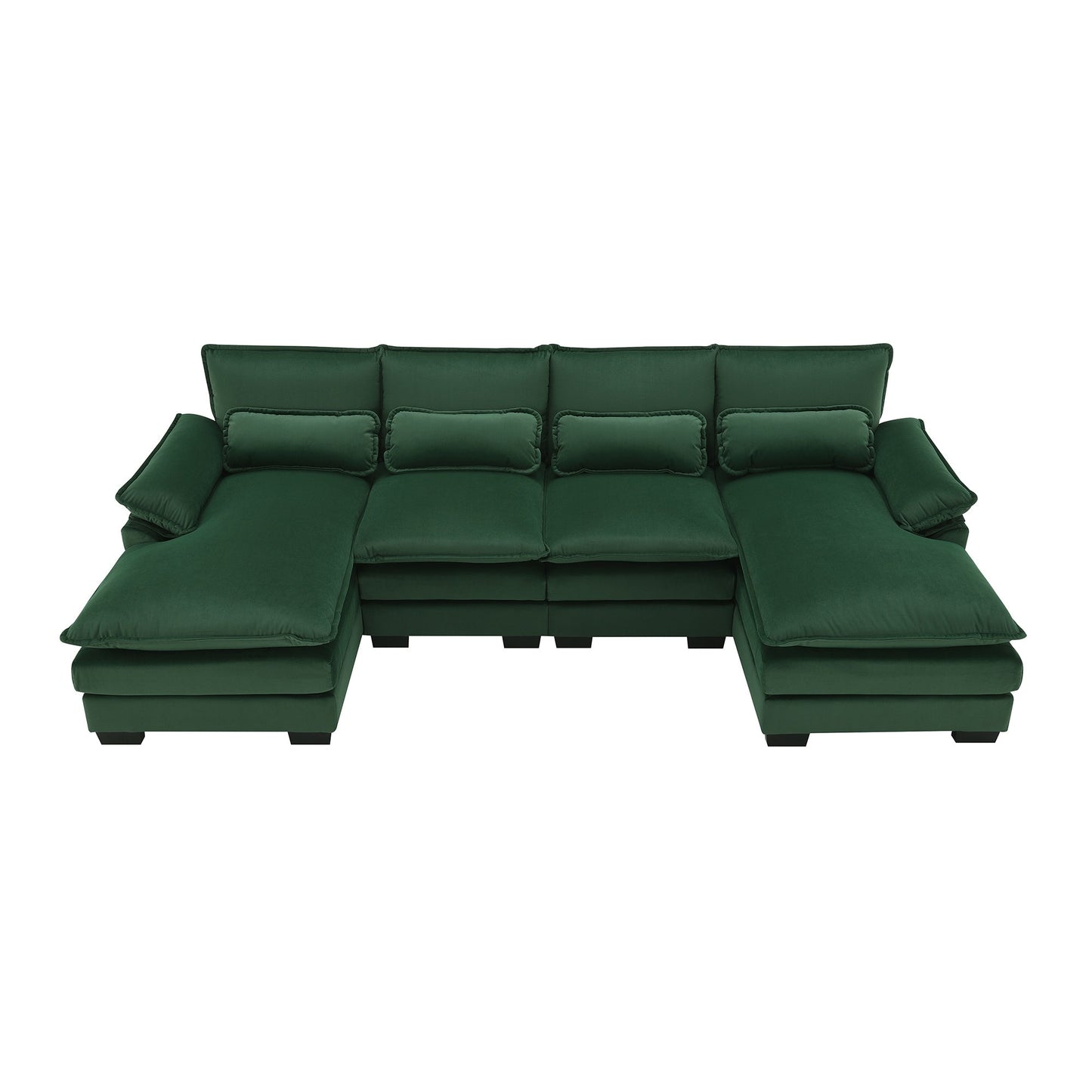 [VIDEO provided][New]109.8*55.9 Modern U-shaped Sectional Sofa with Waist Pillows,6-seat Upholstered Symmetrical Sofa Furniture