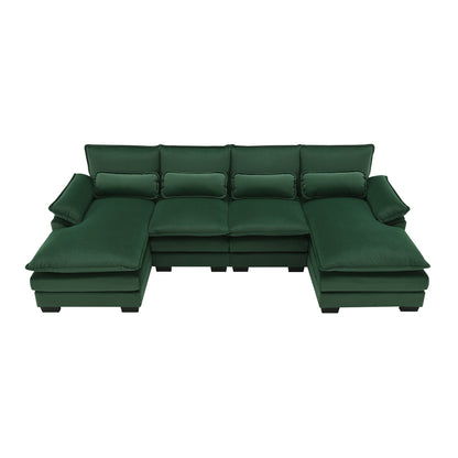 [VIDEO provided][New]109.8*55.9 Modern U-shaped Sectional Sofa with Waist Pillows,6-seat Upholstered Symmetrical Sofa Furniture