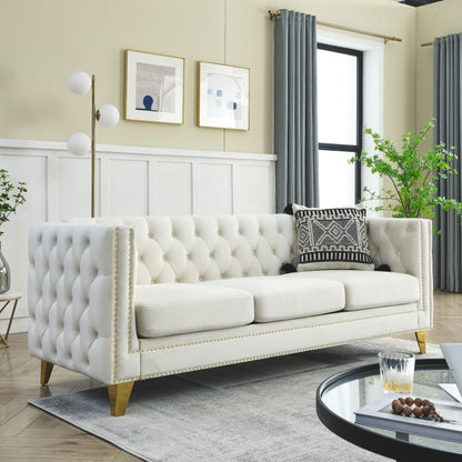 {Contact us for 3D modeling} Velvet Sofa for Living Room,Buttons Tufted Square Arm Couch, Modern Couch Upholstered Button and Me