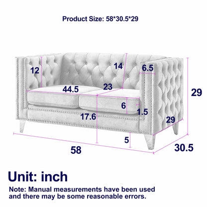 {Contact us for 3D modeling} Velvet Sofa for Living Room,Buttons Tufted Square Arm Couch, Modern Couch Upholstered Button and Me